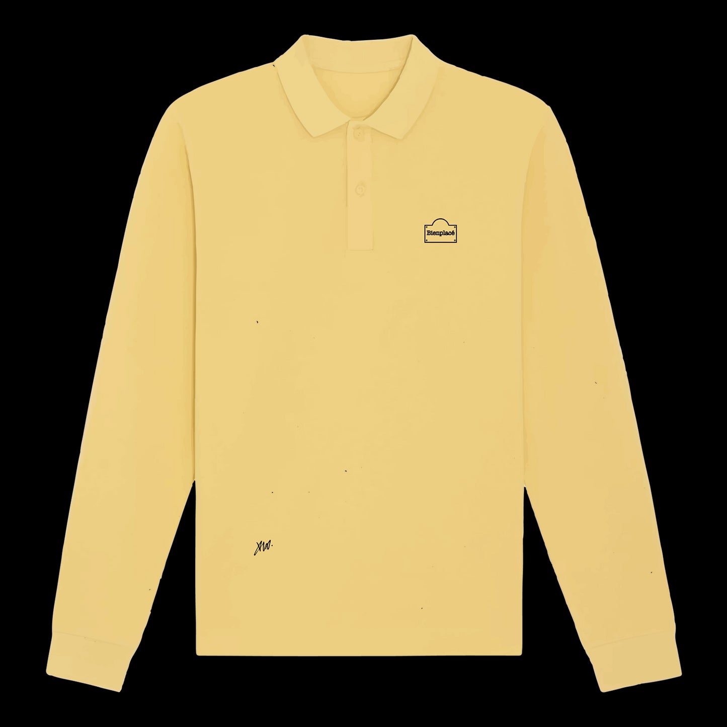 Polo manches longues Bienplacé Monochrome coeur Jaune