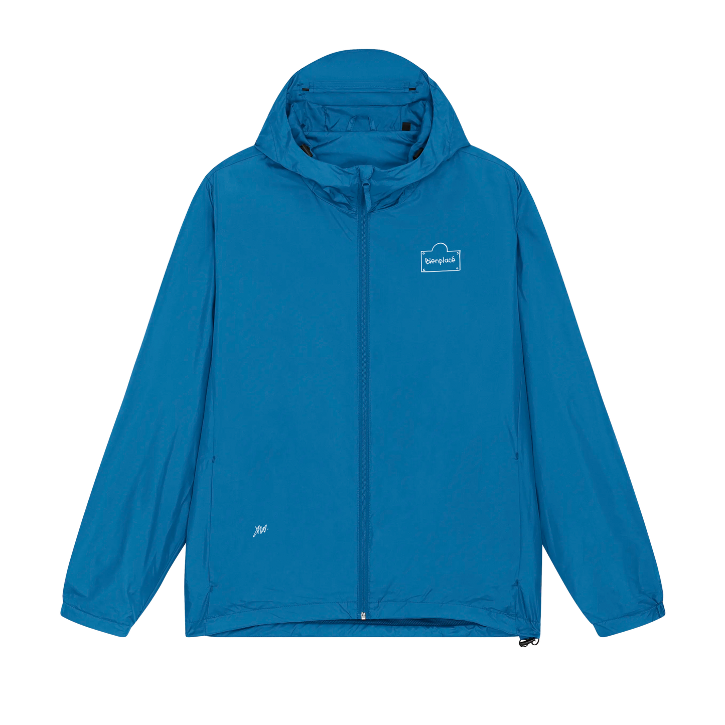 Coupe vent zip Bienplacé Monochrome coeur Bleu