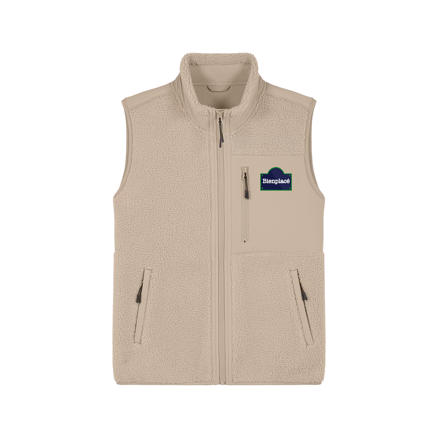 Polaire moumoute sans manche Bienplacé Classic coeur Beige